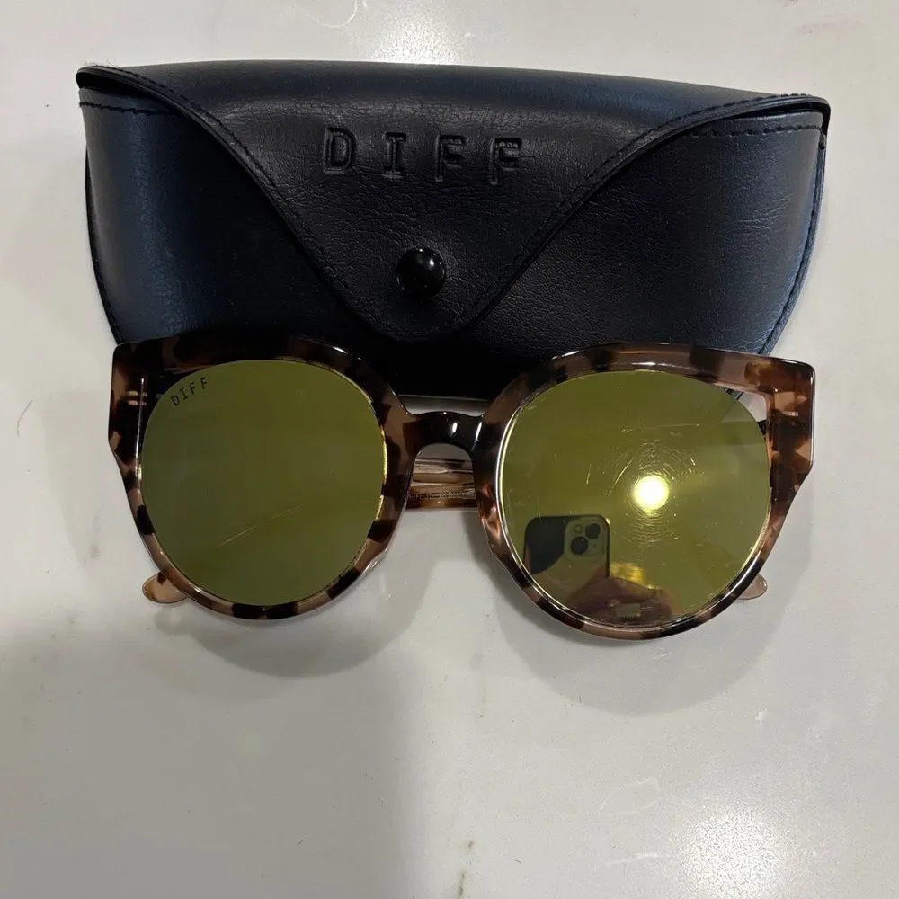DIFF Penny Tortoise Sunglasses with Yellow Lenses